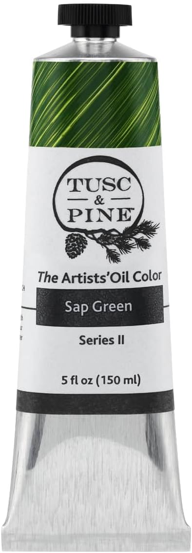 Tusc & Pine Artist Oil Paint - Sap Green, 150 ml, Non-Yellowing, Rich & Creamy Consistency, Maximum Pigment Load, Small Batch Milled Oil Paints Made in the USA for Professional Artists