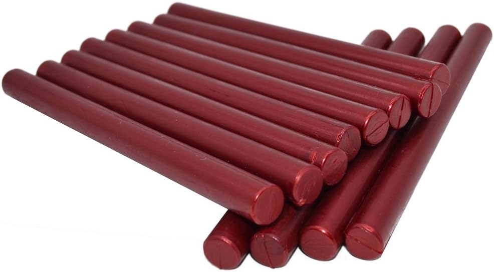 Sealing Wax Rod Sparkles Blood Red for Large Size Glue Gun - Pack of 12