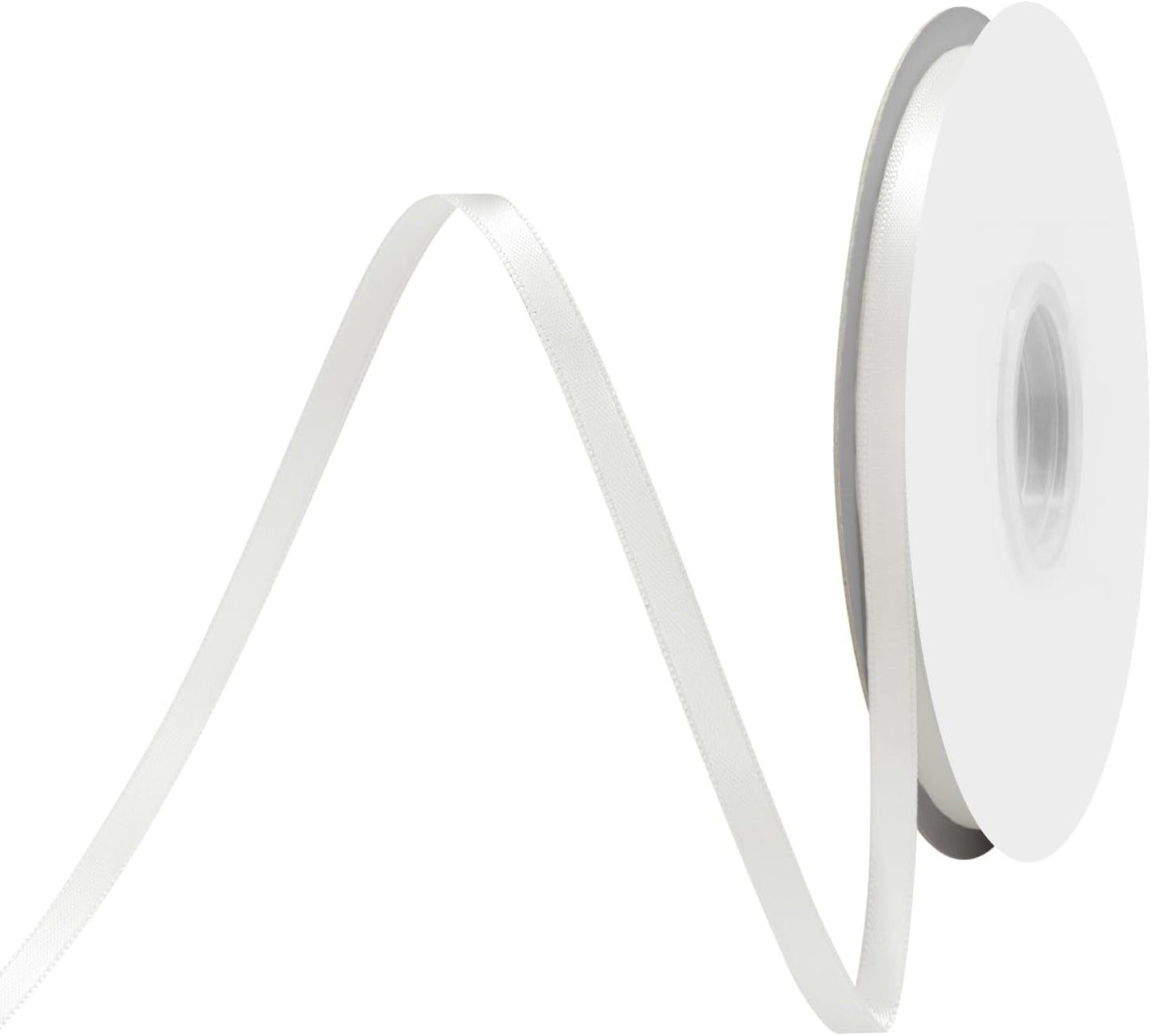 Off White Satin Ribbon 1/4 Inch X 50 Yards Solid Color Double Faced Ribbons Perfect for Crafts Wedding Decor Bow Making Arts Sewing and More