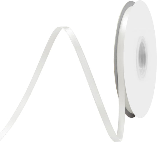 Off White Satin Ribbon 1/4 Inch X 50 Yards Solid Color Double Faced Ribbons Perfect for Crafts Wedding Decor Bow Making Arts Sewing and More