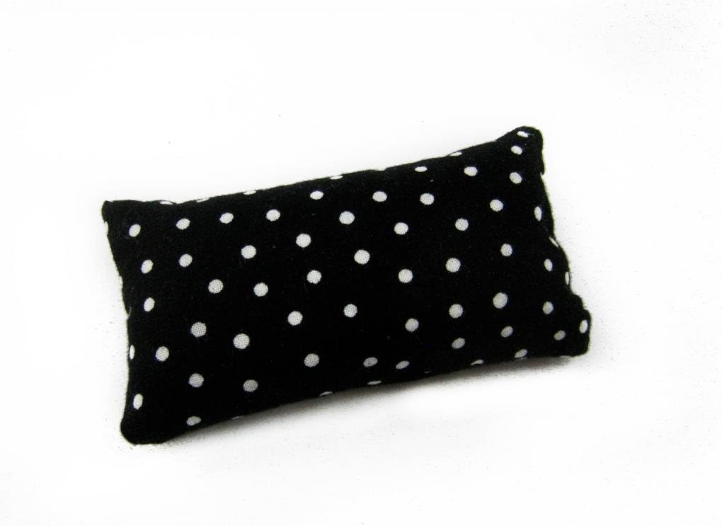 Nakpunar Emery Pin Cushion for Sewing, Quilting - Pincushion Filled with Abrasive Emery Sand - Handmade in USA (2"x3", White Polka Dots on Black Background)