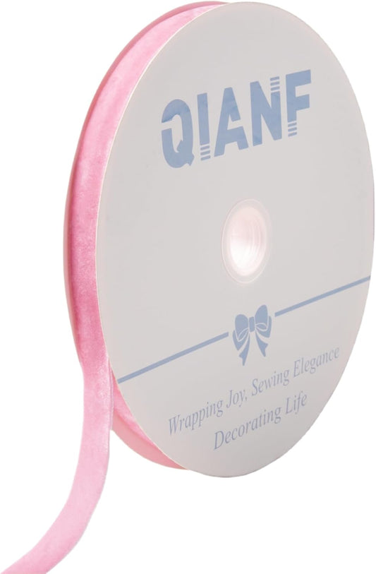 Vintage Pink Velvet Ribbon Christmas Ribbon for Gift Wrapping Crafts Christmas Tree Ornaments Garland Decorations, 5/8 Inch X 25Yd