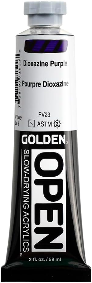 OPEN Slow-Drying Acrylics by GOLDEN, Dioxazine Purple, 2 fl oz. tube, Professional Acrylic Paint, Semi-Transparent