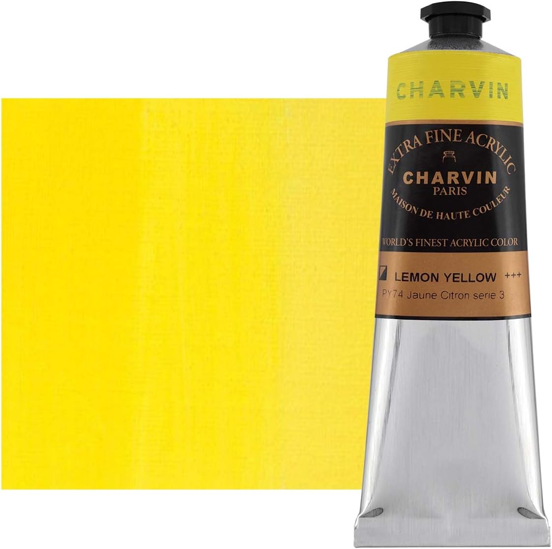 Charvin Extra Fine Professional Acrylic Paint - Lemon Yellow, 150ml Tube, Triple-Milled, Lightfast Pigments, Open Stock Artist Acrylic Paints in Nature-Inspired Hues