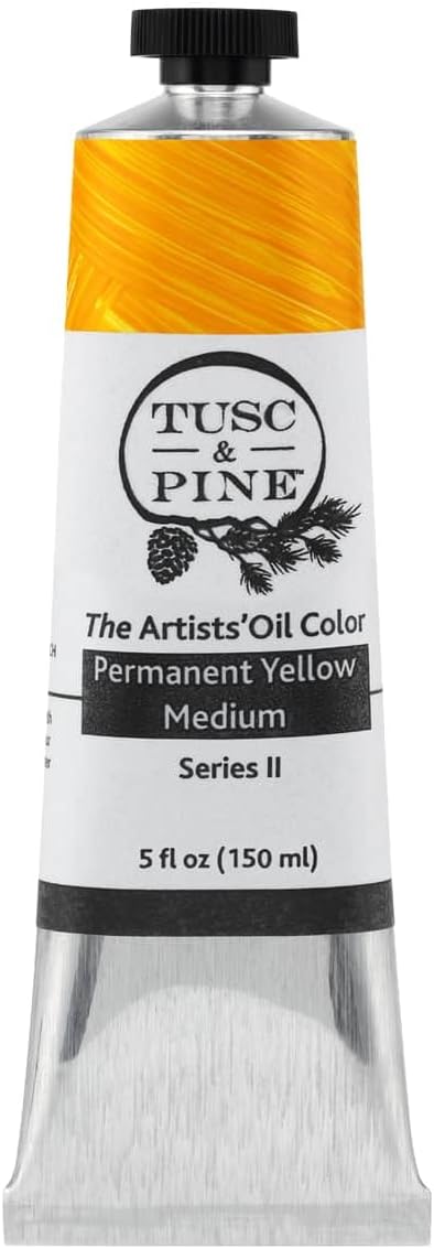 Tusc & Pine Artist Oil Paint - Permanent Yellow Medium, 150 ml, Non-Yellowing, Rich & Creamy Consistency, Maximum Pigment Load, Small Batch Milled Oil Paints Made in the USA for Professional Artists