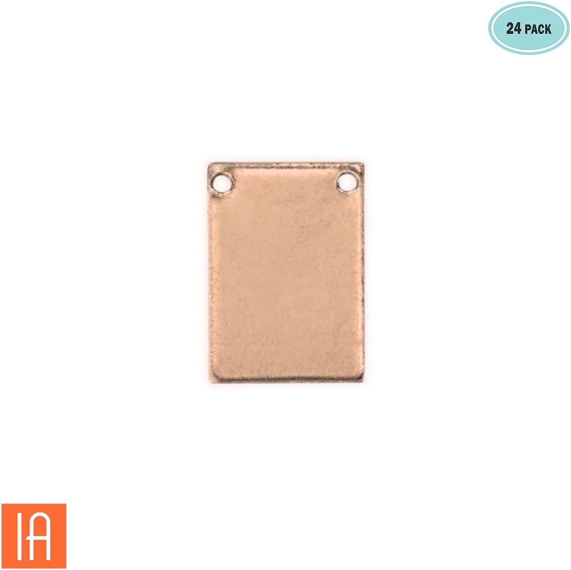 ImpressArt - Premium Metal Stamping Rectangle Blanks for Metal Stamping and Jewelry Making (24 Pack) (7/16" x 3/4" Rectangle w/ 2 Holes, Copper)