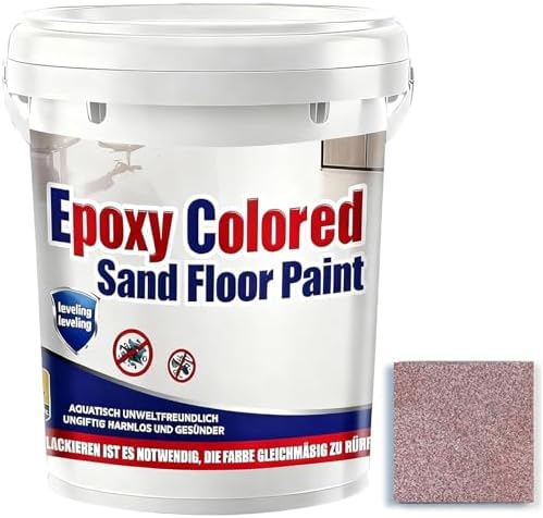 Epoxy Colored Sand Floor Paint, Epoxy Floor Paint for Concrete, High Gloss Marble Effect Coating, Waterproof Non-Slip Concrete Paints, Suitable for Indoor/Outdoor Use (Pink,16 oz/0.5 kg)