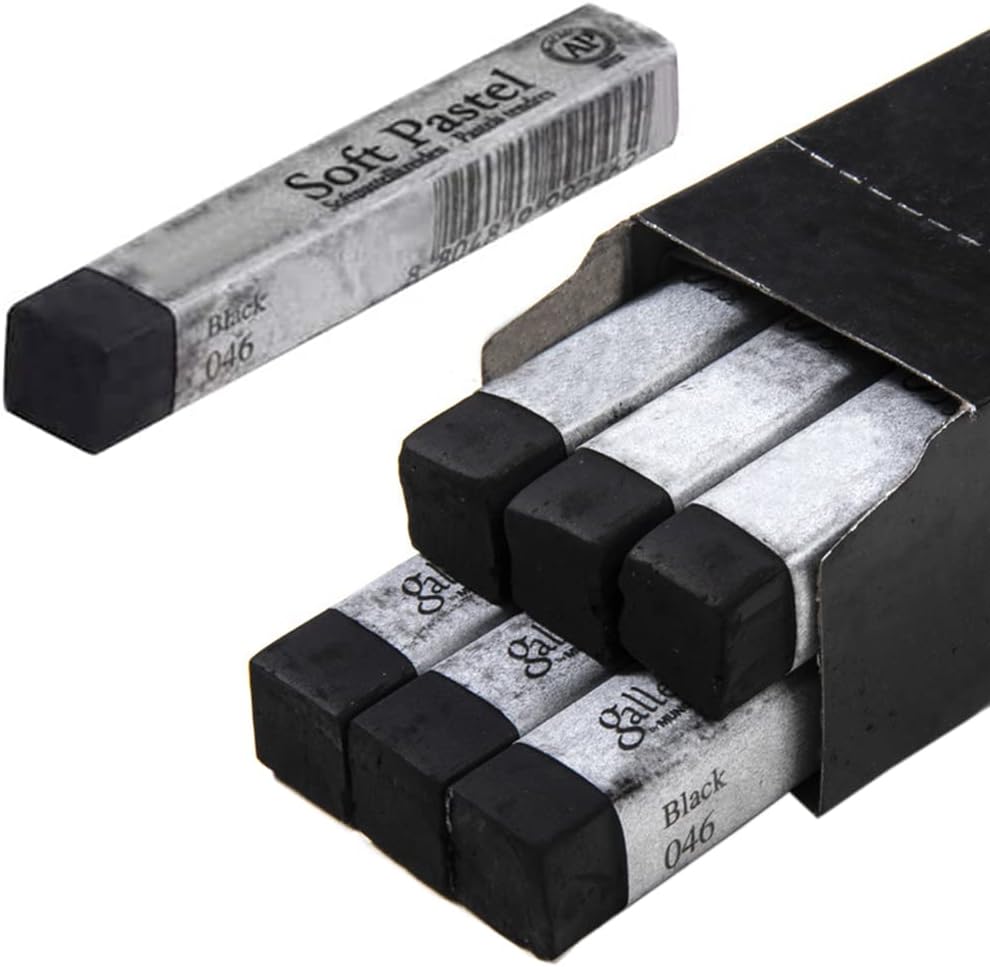 6pcs Square Black Soft Pastel Set, Professional Artist's Sketching Chalk Pastels Sticks Oil Painting Kit Art Crayons Non Toxic Individual Color Drawing Soft Pastels for Artist,Beginner