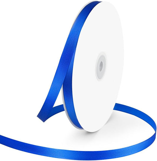 3/8" Wide x 100 Yards Single Face Polyester Satin Ribbon, Satin Ribbon for Crafts, Gift, Hair Bows, Wedding Party Decoration, Bow Making & Other Projects (Royal Blue)