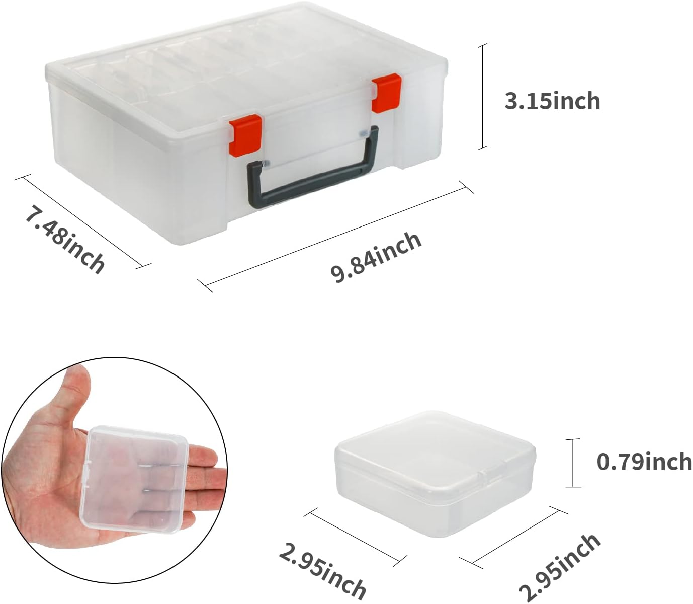 18 Pieces Small Plastic Craft 0rganizers and Storage, Transparent Box with Hinged Lid for Storage of Jewelry, Diamonds, DIY Art Craft Accessory