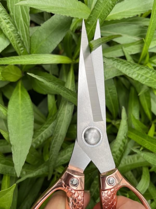All purpose scissors heavy duty - for kitchen, office, home use, multipurpose Industrial grade scissors (rose gold)