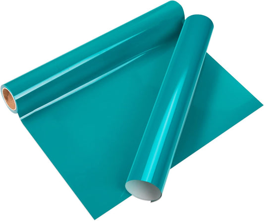 VINYL FROG Teal Heat Transfer Vinyl Roll 12" x5ft Aqua HTV Iron On Vinyl for T-Shirts Garments Bags and Other Fabrics