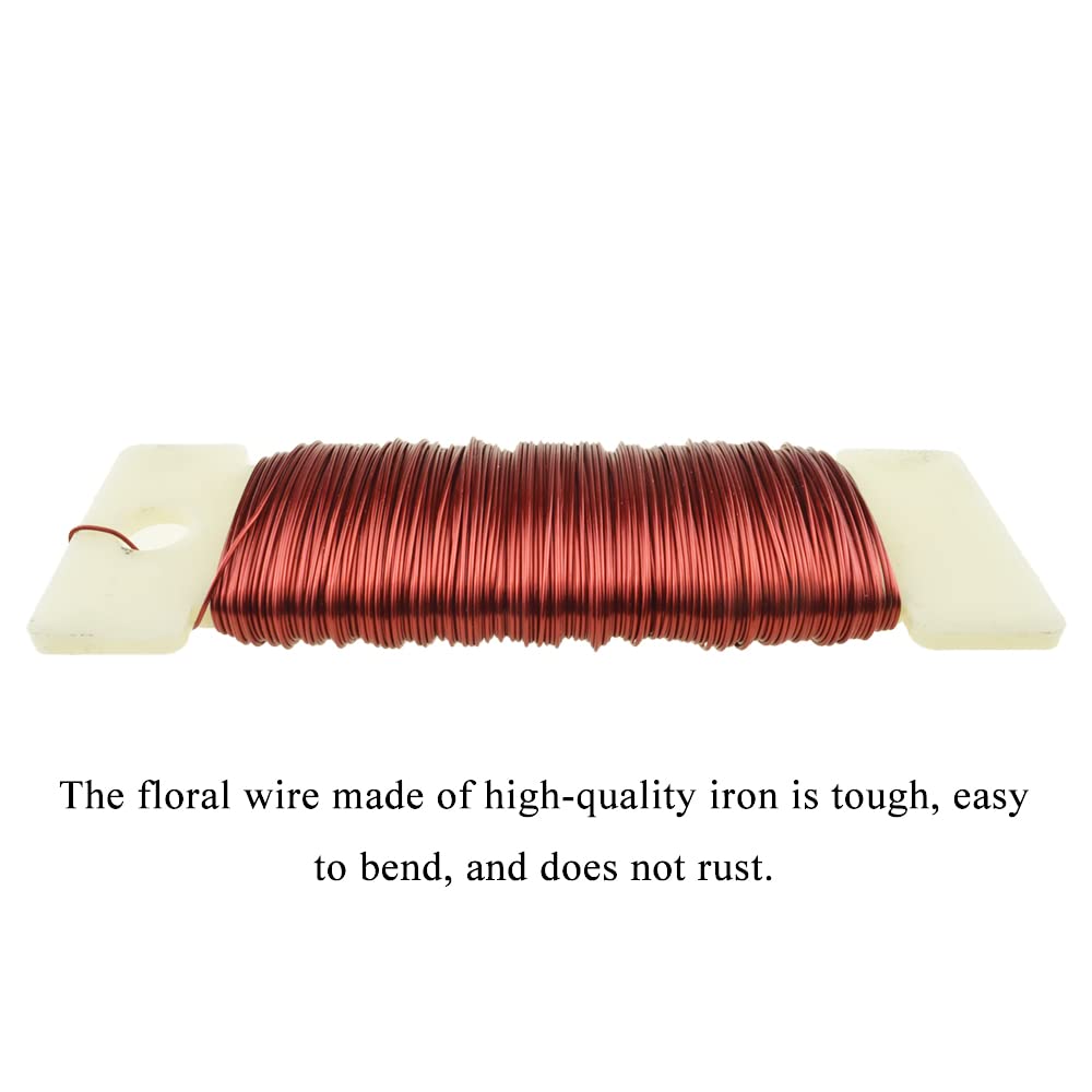 HAHIYO 26Gauge Red 1Roll Total 38Yards(115Feet) Metal Floral Wire Flexible Paddle Wire for Crafts Christmas Wreaths Tree Flower Arrangement Bouquet Wrapping Wedding DIY