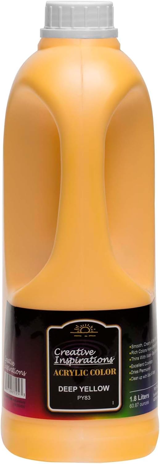 Creative Inspirations Acrylic Paint - Deep Yellow - 1.8 Liter - Smooth & Creamy Consistency, Vibrant Pigmentation, Great Coverage for Artists - Clean Up with Soap & Water