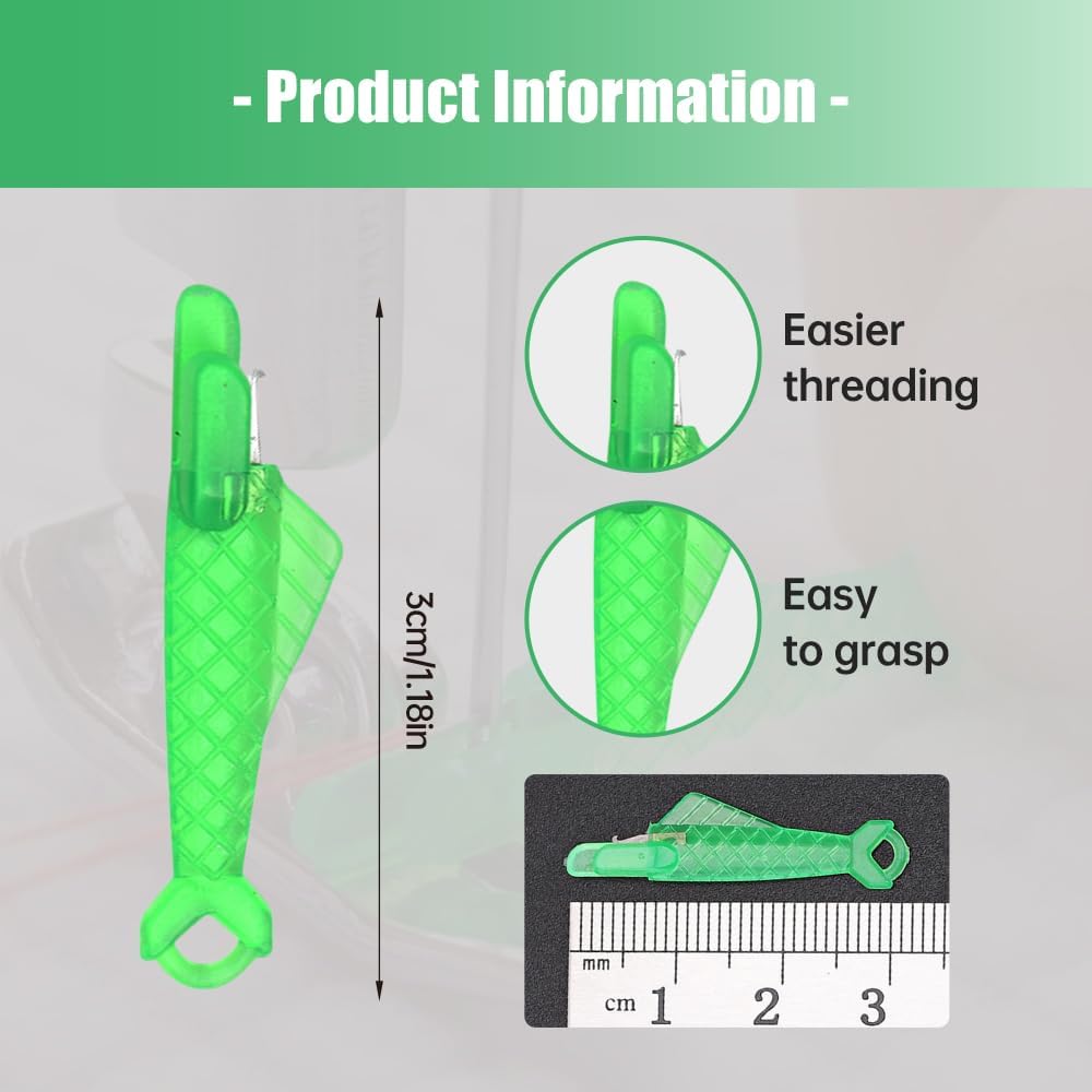 Automatic Sewing Needle Threader, Fish Type Quick Needle Threaders for Hand Sewing, Sewing Machine Needle Threader Tools, Sewing Supplies - Designed for Sewing Lovers Alike (green-3pcs)