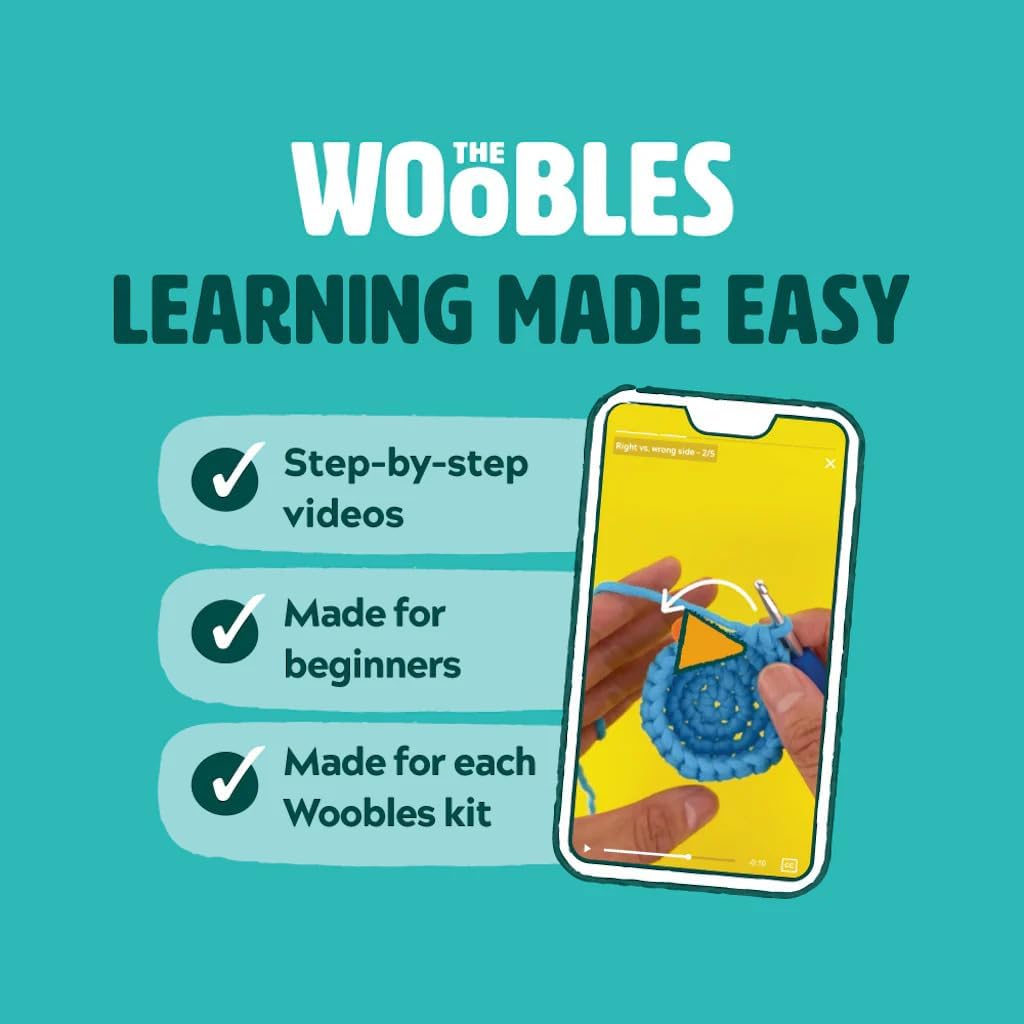 The Woobles Crochet Kit for Beginners - Easy Arts and Crafts Knitting & Crochet Animals Kit As Seen On Shark Tank - Sebastian The Lion