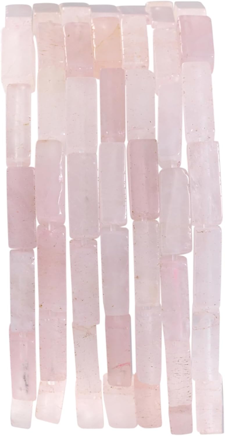 Natural Rose Quartz Crystal Rectangle Tube Beads 4x13mm 38cm/str Loose Semi Gemstone Stone Beads for Making Bracelets Necklace Earrings