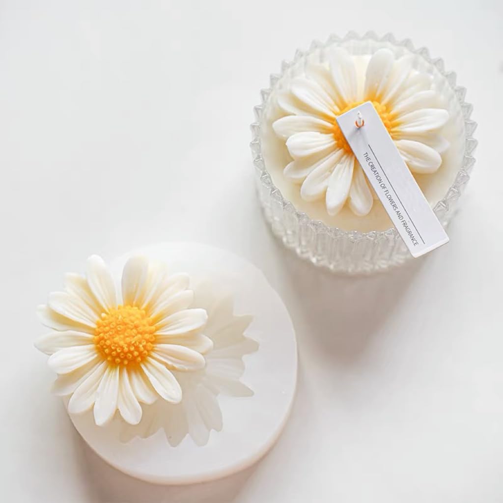 Daisy Candle Mold 2pack, Daisy Silicone molds for Candles, for soap,Candles,Resin,Polymer Clay, Plaster and More DIY Craft