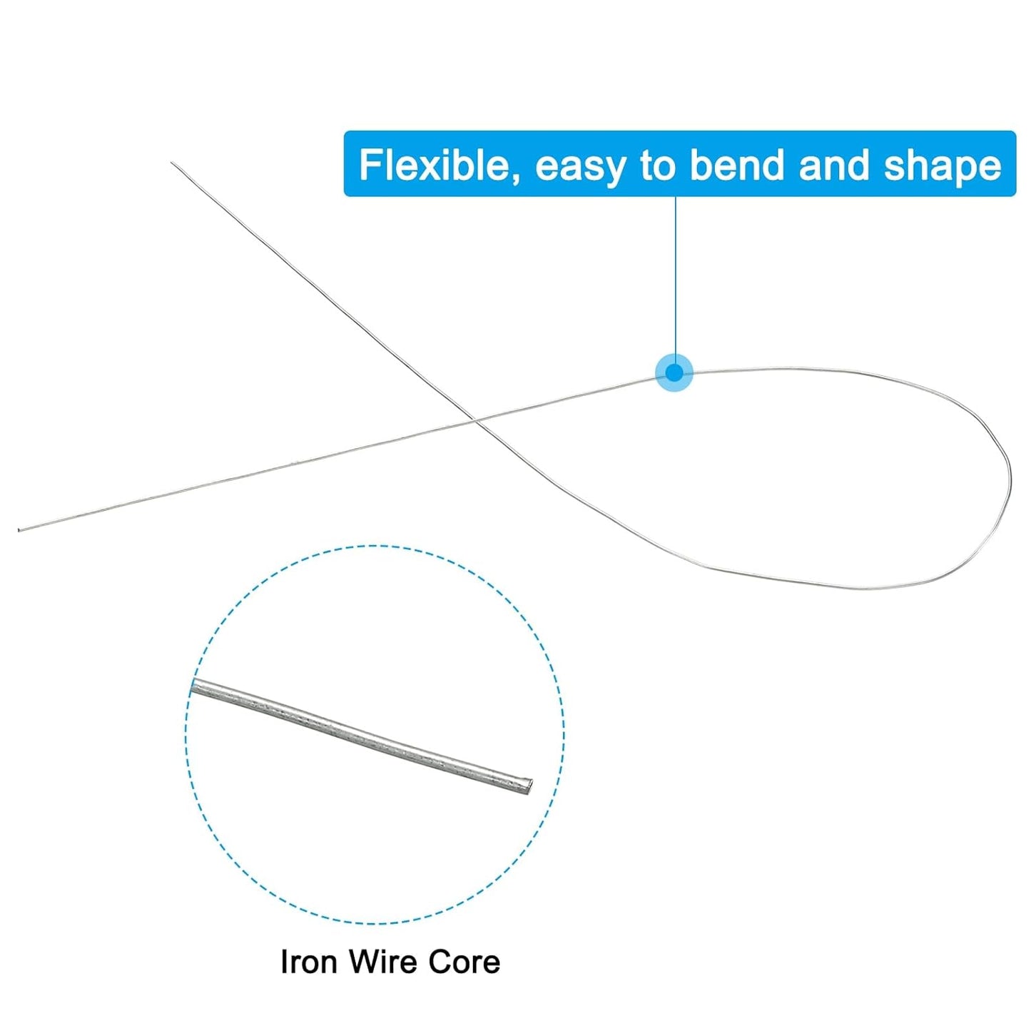 PATIKIL 24 Gauge 16" Floral Stem Wire, 100 Pcs Paper Wrapped Iron Artificial Flower Stem Accessories for DIY Bouquet Stem and Craft Decoration, Silver