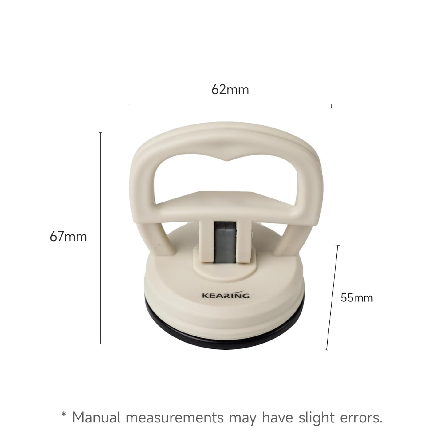 KEARING Heavy Duty Suction Cups Ruler Handle for Quilting Patchwork Ruler, Off-White Strong Grip Quilters Handle with Single Suction Cup for Sewing, Crafting & Screen Repair Tools