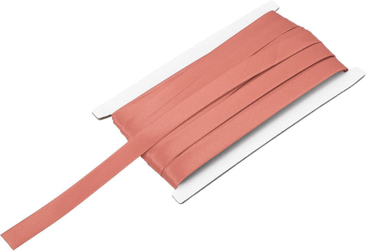 MECCANIXITY Double Fold Bias Tape for Sewing 5/8 Inch x 12 Yards Satin Pre-fold Continuous Binding Tape for Seaming Quilting Hemming Binding DIY Crafts, Light Red