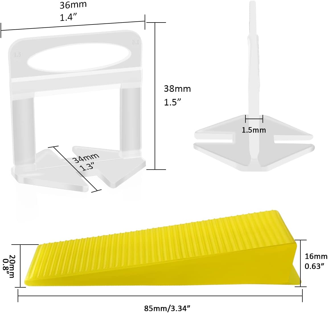 DGSL Tile Leveling System with Tile Plier - 300-Piece Tile Spacers Clips and 100-Piece Reusable Wedges - Tile Tools Set for Stone Installation (1/16 Inch Tile Spacers)