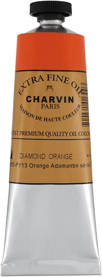 Charvin Extra Fine Oil Paint, Diamond Orange 60 ml - Triple-Milled, Rich Texture, Poppy Oil-Based, Light-Fast, Handmade, Archival Quality