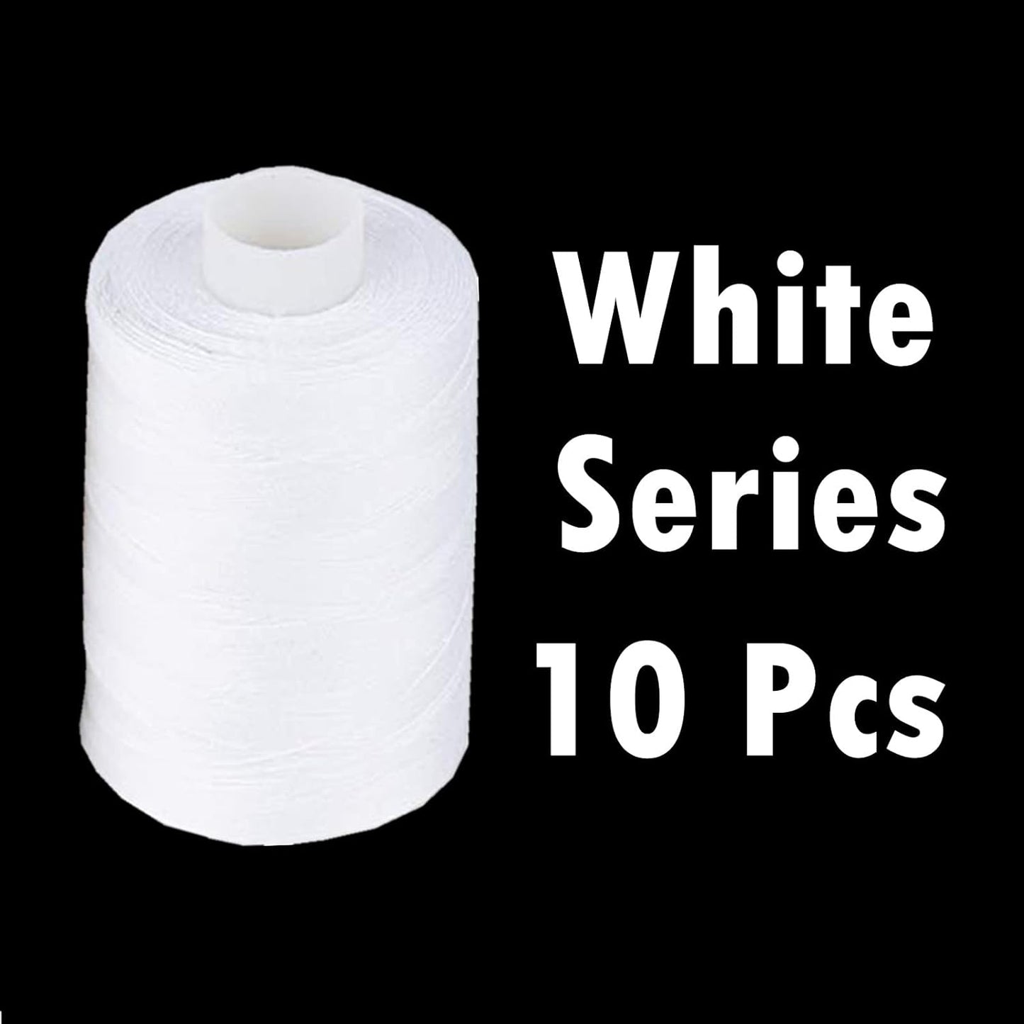 Simthread All Purpose Sewing Thread, 10 Spool White Series 1000 Yards Each Bobbin Polyester Thread for Sewing, Handy Polyester Sewing Threads for Sewing Machine - (White Series)
