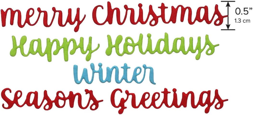 Mvchifay Cutting Dies Happy Birthday Holiday Thanks Greetings Metal Stencils Scrapbooking Tool Love Heart DIY Carbon Steel Embossing Template for Paper Card Making (Happy Holiday Greetings)