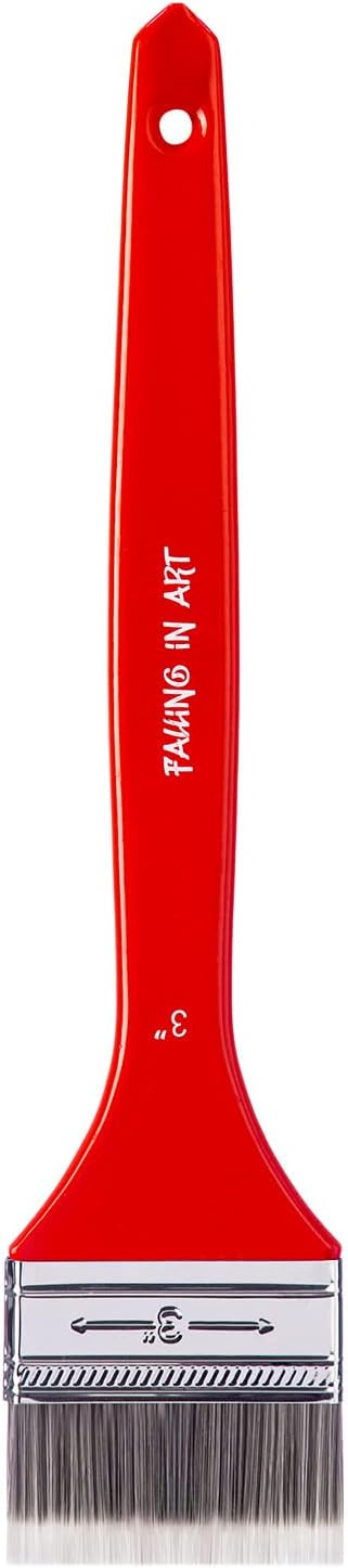 Falling in Art Flat Paddle Paint Brush with Long Handle, Large Scale Brush for Oil and Acrylic Paints, 3 Inch