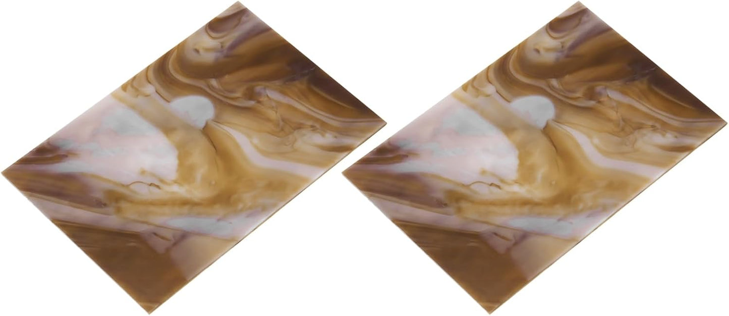 MECCANIXITY 2 Pcs Stained Glass Sheet Mosaic Tile 7.9 Inch x 5.9 Inch Brown Stained Glass Sheets for Crafts DIY Art Project