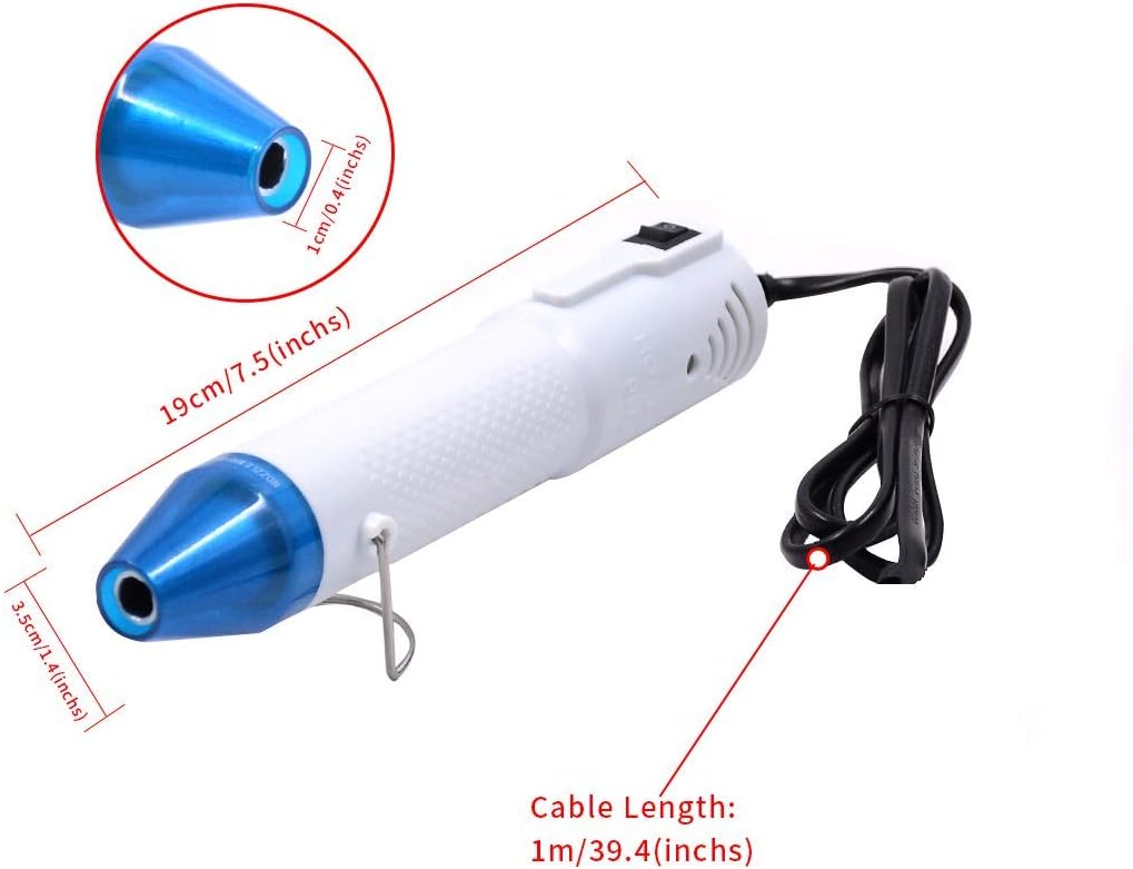 mofa Embossing Heat Gun,Hot Air Gun Tools Shrink Gun with Stand For DIY Embossing And Drying Paint Multi-Purpose Electric Heating Nozzle 150W(White,Blue)