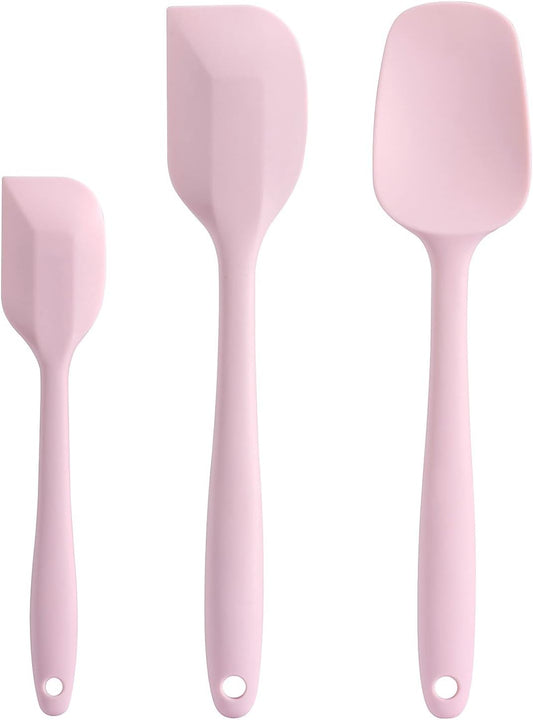 Silicone Spatula Set - Rubber Spatula - 600°F Heat Resistant Baking Spoon & Spatulas (Pink)