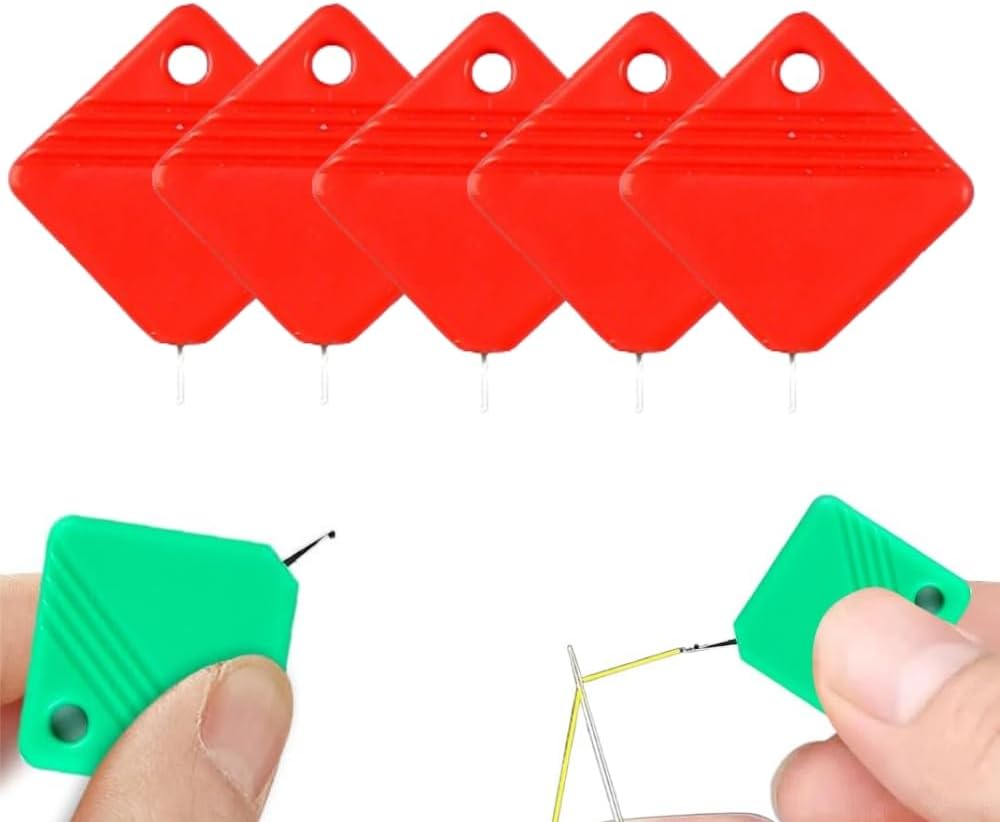 Automatic Needle Threaders for Hand Sewing, 2025 Upgrade Embroidery Floss, Sewing Machine Needle Threader, Sewing Supplies Tool, Fits All Needle Sizes (5, Red)