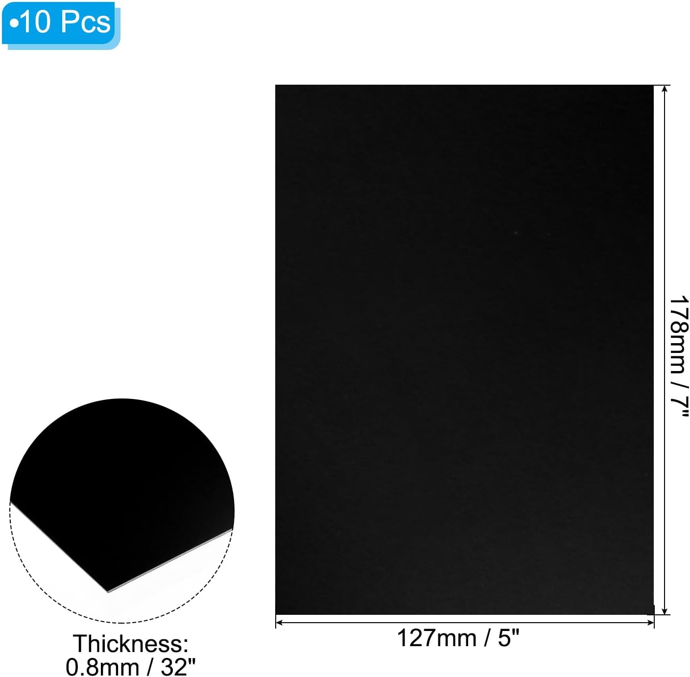 PATIKIL 7x5x1/32inch Anodized Aluminum Sheet, 10Pcs Metal Rectangle Aluminum Plate 0.8mm Thick Engraving Blanks for Laser Engraving DIY Decorative Crafting Home Decoration, Black
