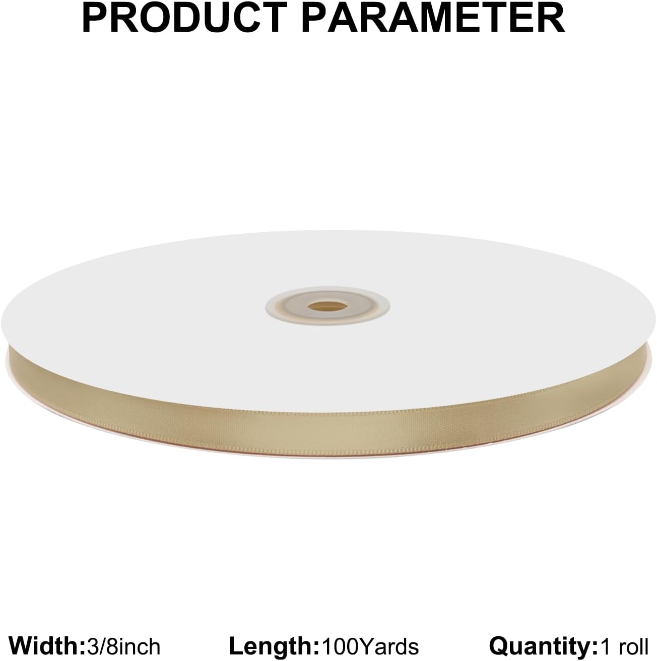 3/8" X 100 Yards Tan Satin Thin Ribbon Solid Color Double Faced Ribbons Perfect for Crafts Wedding Decor Bow Making Arts Sewing and More