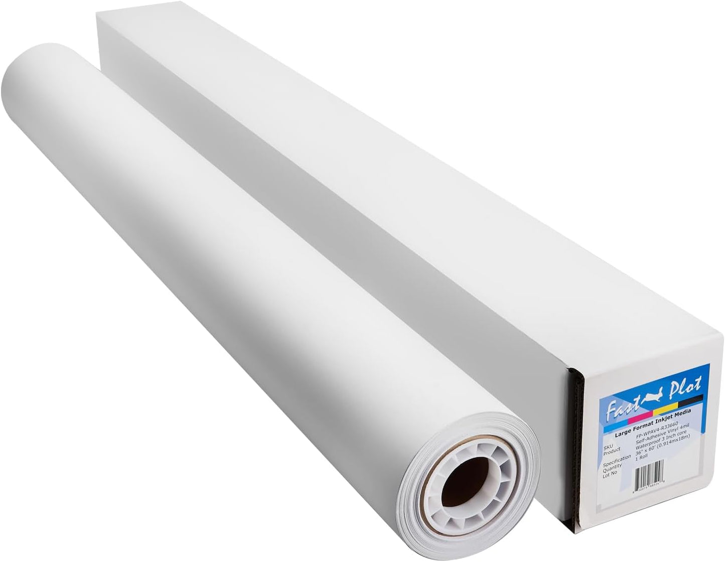 FastPlot Self Adhesive Vinyl - Waterproof 4mil - 36inch x 60ft Roll - 3inch core