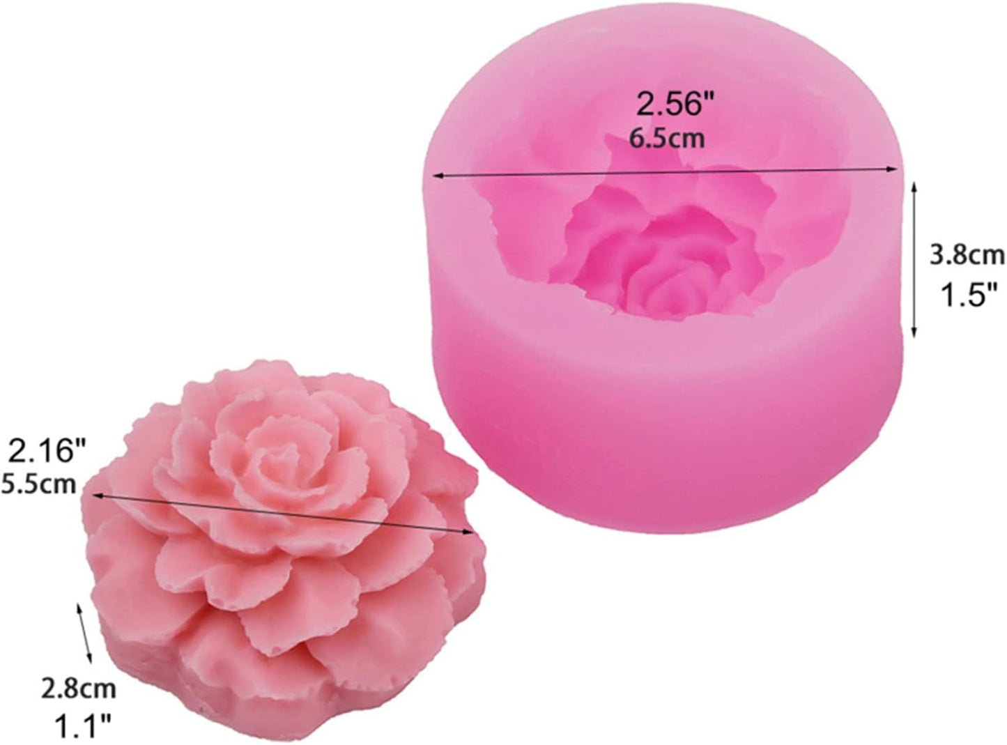 3D Carnation Candle Mold Flower Silicone Mold for Soap, Fondant, Cake Decorating, Chocolate, Candy,Ploymer Clay, Mother's Day Gift