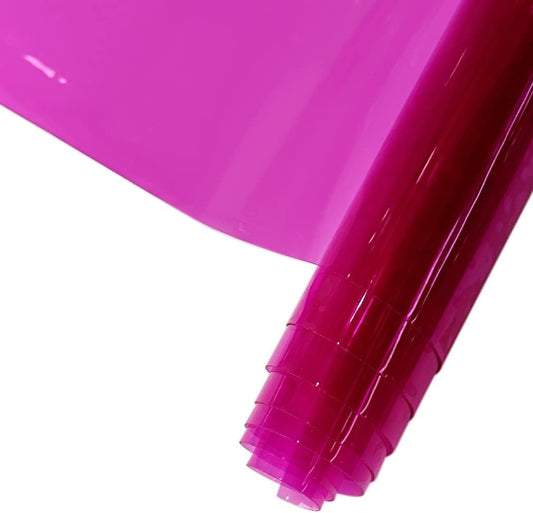 HYANG Dark Pink Transparent PVC Super Clear Holographic Vinyl Faux Leather Sheets 1 Roll 12" x 47" (30cm x 120cm) for DIY Bows Earrings Bags DIY Crafts Making