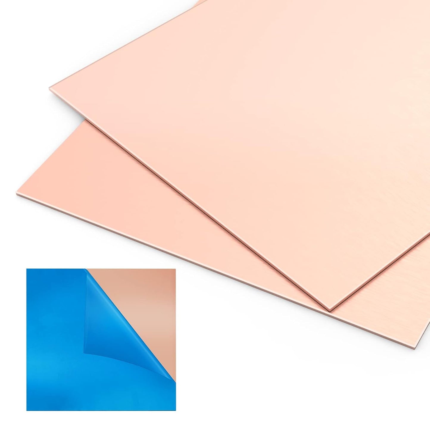 2 Pieces 99.9% Pure Copper Sheet, 4" x 4", 20 Gauge(0.8mm) Thickness, Film Attached Copper Plate, Great for Jewelry, Crafts, modelers
