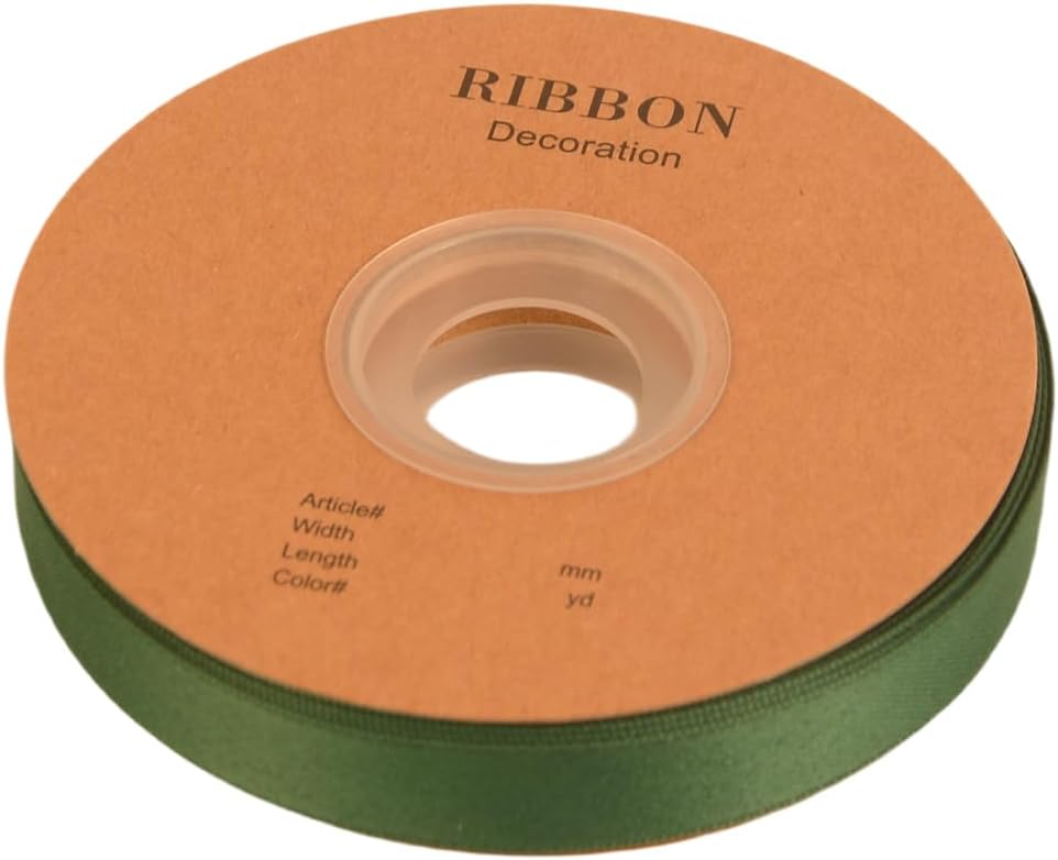 Double Side Satin Ribbon, Continuous 20 Yards,Use for Craft Bows Bouquet, Gift Wrapping, Wedding Decoration, Floral Arrangement (Dark Green, 5/8 inch)