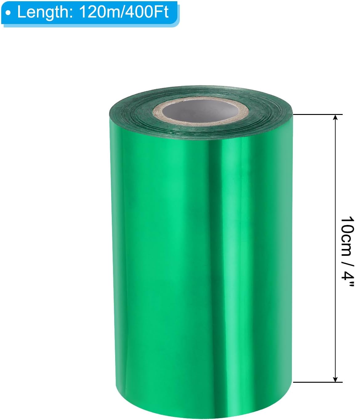 PATIKIL 4"x400Ft Hot Stamping Foil Paper, Heat Transfer Hot Stamping Paper Foil Roll for Leather DIY Logo Decor Craft Gift Package Scrapbook Card, Green