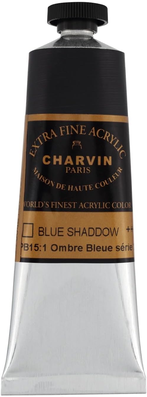 Charvin Extra Fine Professional Acrylic Paint - Blue Shadow, 60ml Tube, Triple-Milled, Lightfast Pigments, Open Stock Artist Acrylic Paints in Nature-Inspired Hues