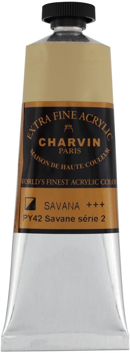 Charvin Extra Fine Professional Acrylic Paint - Savana, 60ml Tube, Triple-Milled, Lightfast Pigments, Open Stock Artist Acrylic Paints in Nature-Inspired Hues