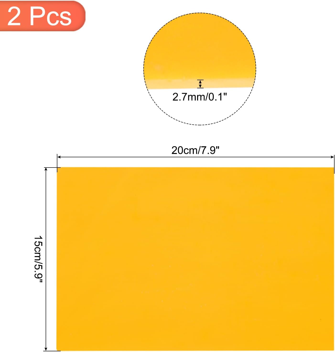 MECCANIXITY 2 Pcs Stained Glass Sheet Mosaic Tile 7.9 Inch x 5.9 Inch Lemon Yellow Stained Glass Sheets for Crafts DIY Art Project