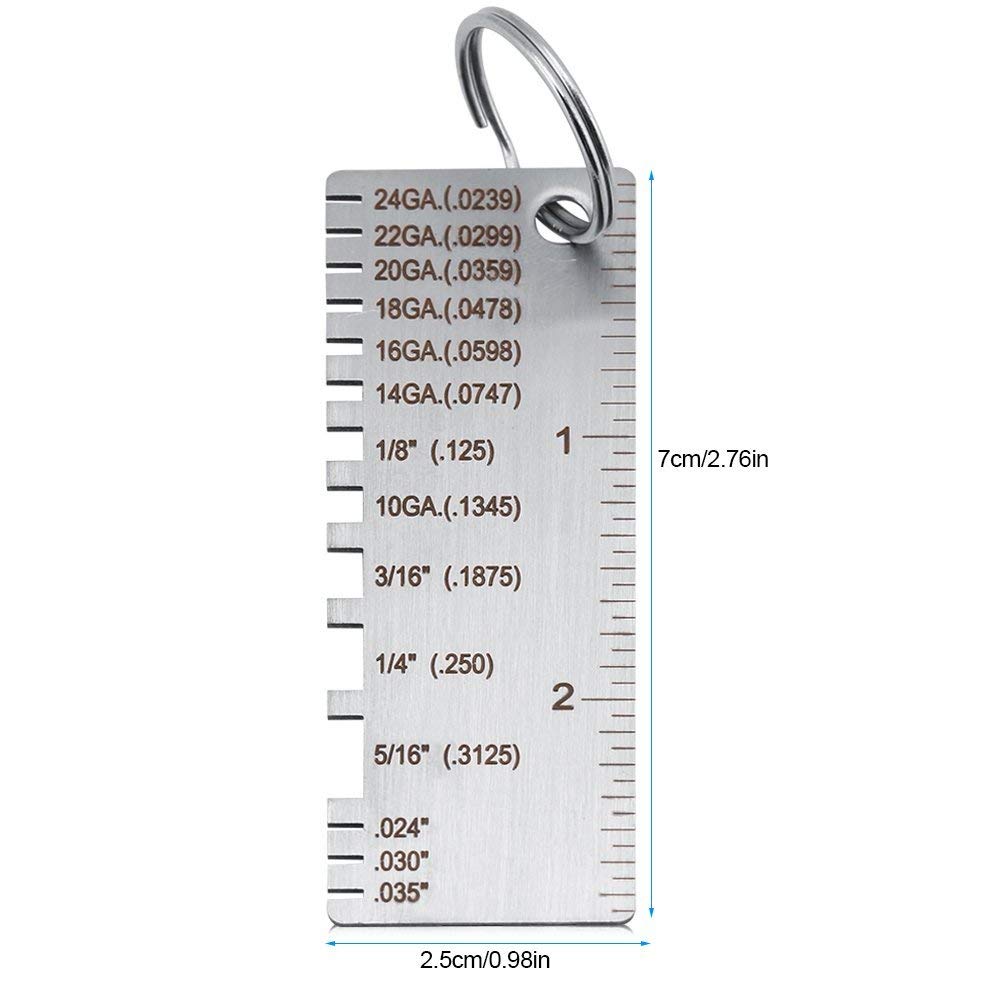 Wire/Metal Sheet Thickness Gauge Stainless Steel Welding Gage Plated Size Inspection Tool Wire Metal Sizes Thickness Gauge