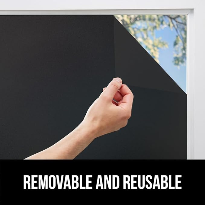 Gorilla Guard Window Privacy Film, Removable Two Way Sun Blocking, 23.6 x 78.7 Inch, Reusable No Residue Stickers, Strong Static Clings to Glass Windows, Decorative Bathroom Door Coverings, Black