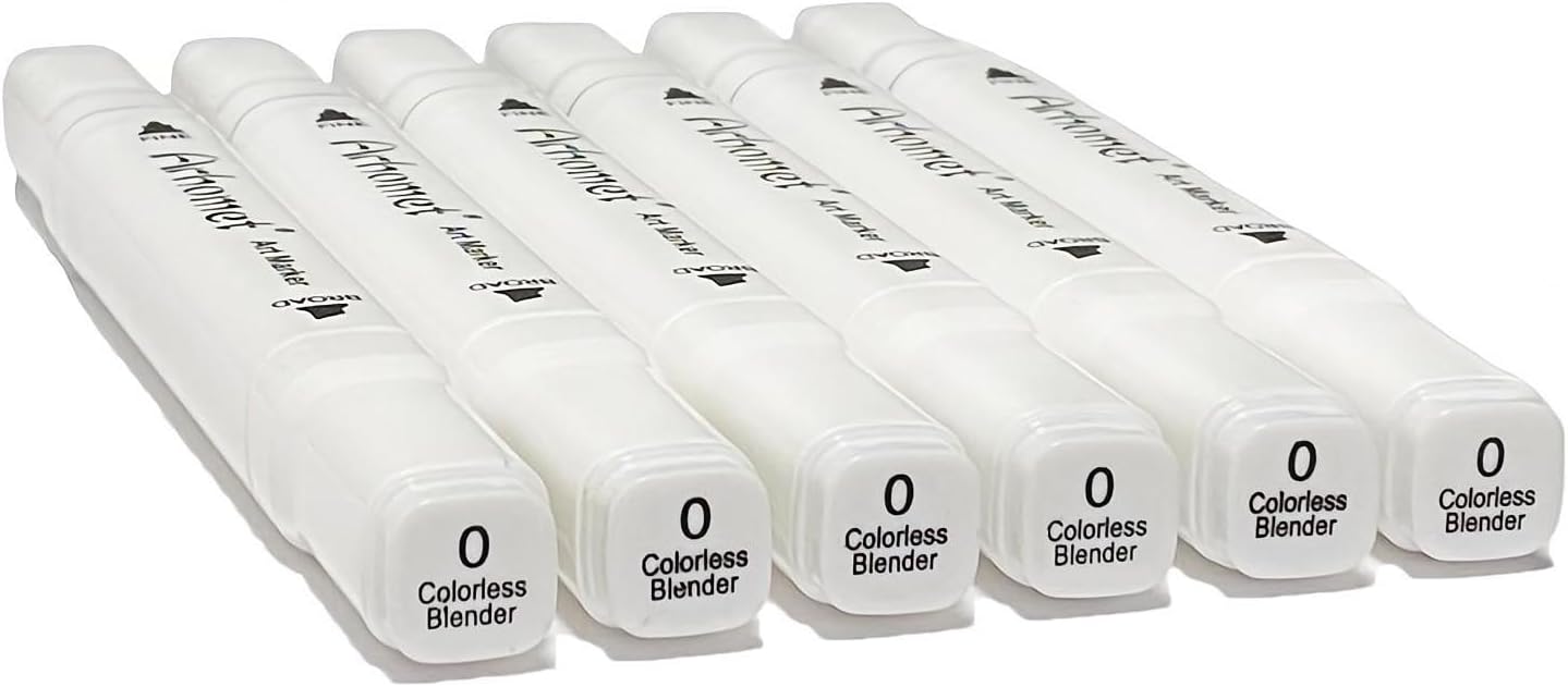 6pcs Colorless Alcohol Markers Set, Blender Blending Clear Markers Dual Tips Art Drawing Sketched Double Tipped for Adults Kids (Colorless)
