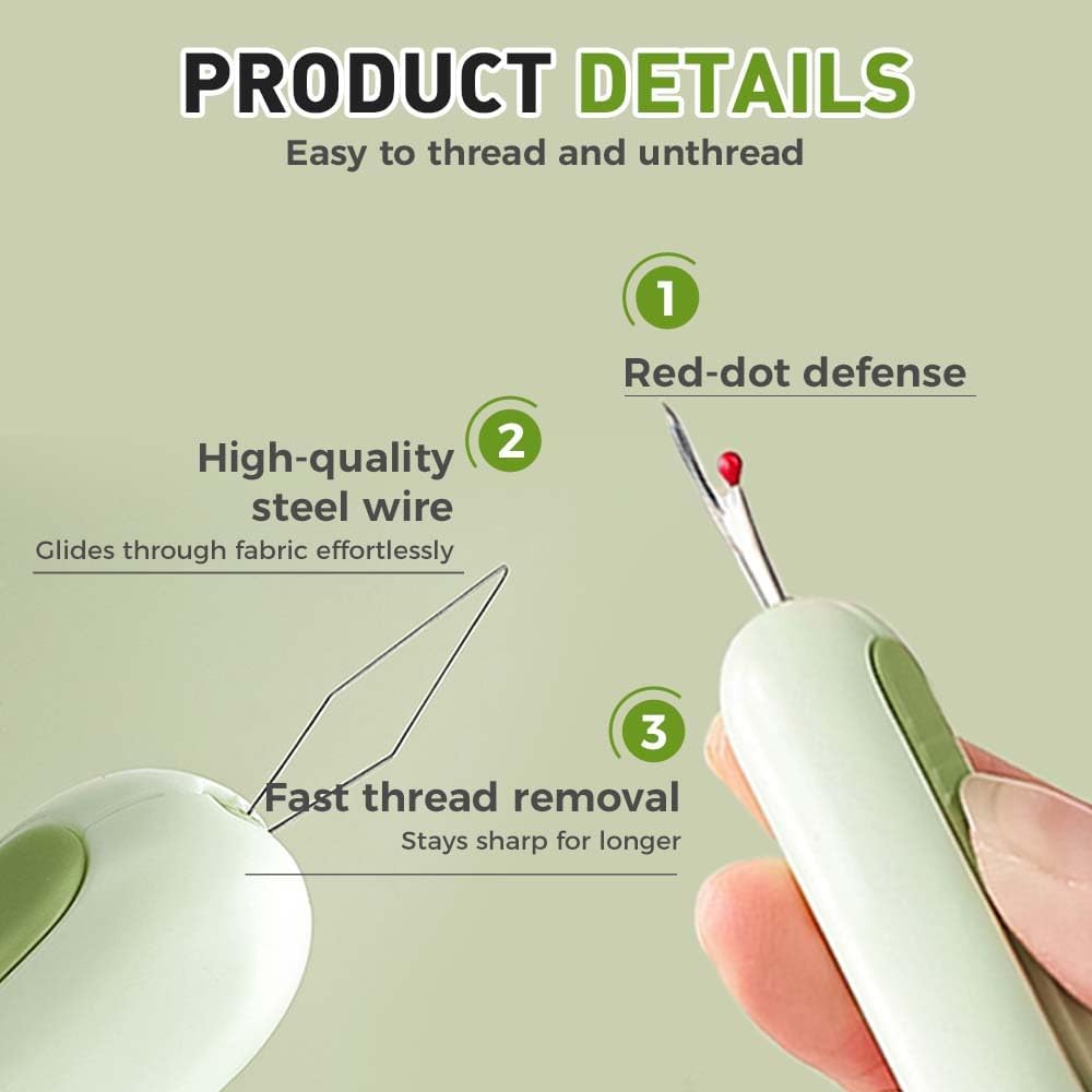 2 in 1 Needle Threader Seam Ripper, Upgraded Sewing Kit Tool for Needle Threading and Seam Removal, Quilting Stitching Supplies for Elderly and Sewing Enthusiasts (3 PCS)