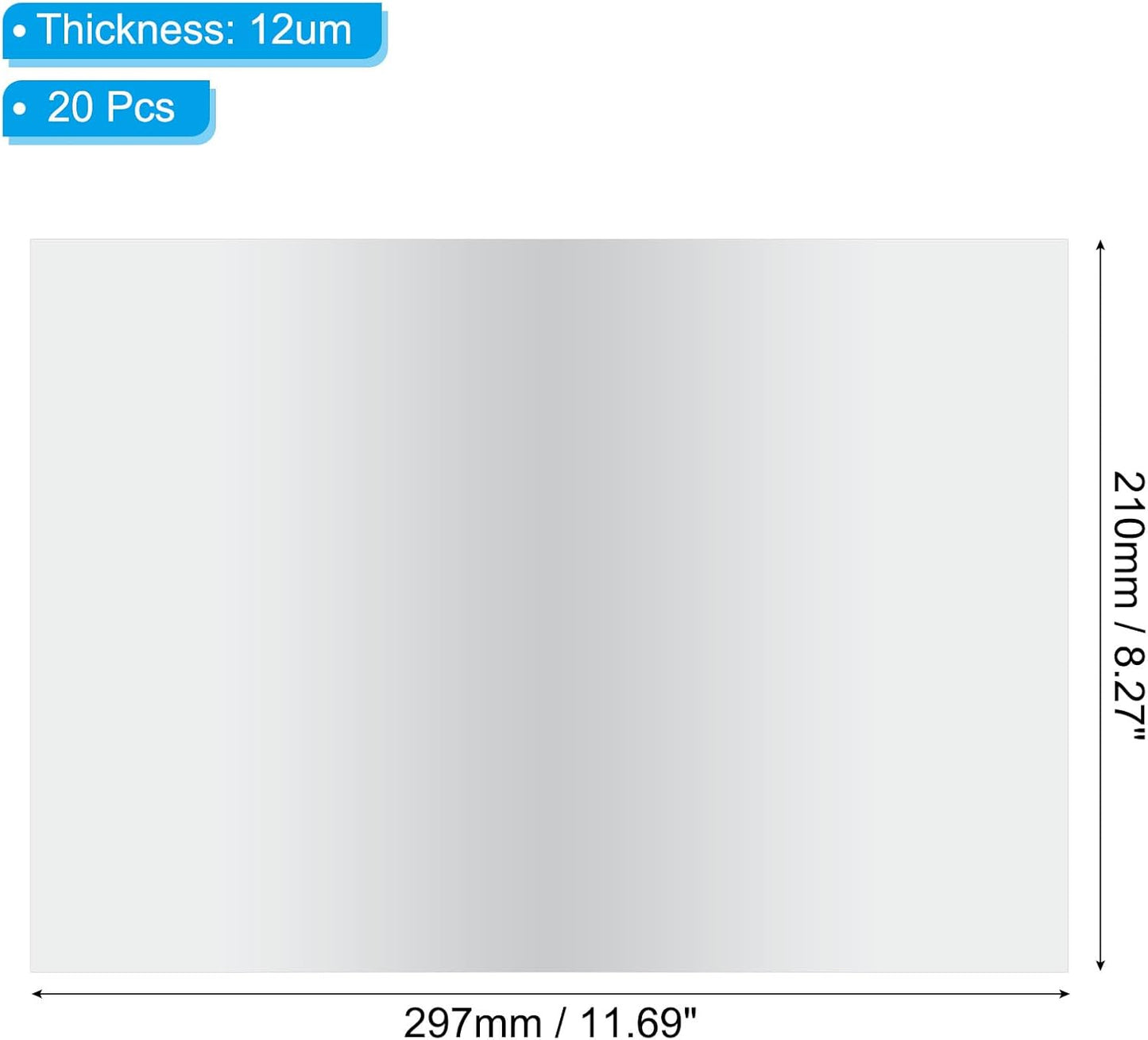 PATIKIL 11.7x8.3" Hot Stamping Foil Paper Sheet, 20 Sheets A4 Heat Transfer Hot Stamping Paper Foil for Leather DIY Logo Decor Craft Gift Package Scrapbook Card, Silver